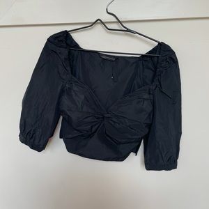ZARA twisted puff sleeve crop top